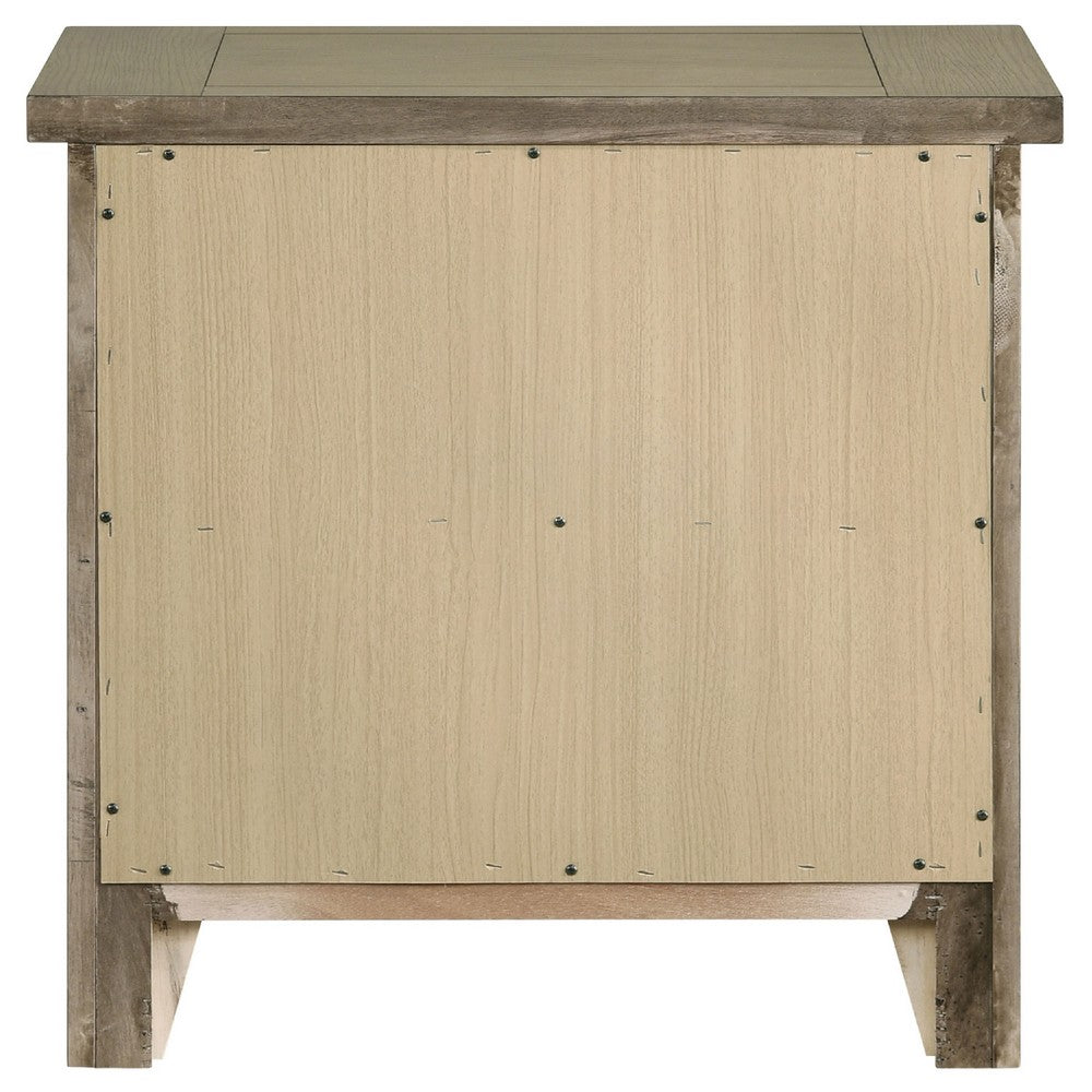 Hazel Nightst& | 2 Drawers | Antique Nickel Knobs | Oak Brown Wood 25"