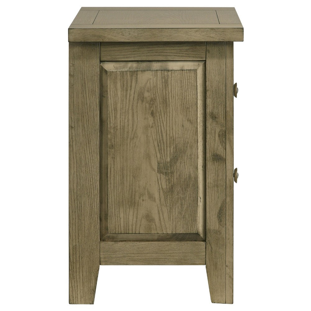 Hazel Nightst& | 2 Drawers | Antique Nickel Knobs | Oak Brown Wood 25"