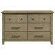 Hazel Wide Dresser | 6 Drawers | Antique Nickel Metal | Oak Brown Wood