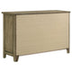 Hazel Wide Dresser | 6 Drawers | Antique Nickel Metal | Oak Brown Wood