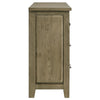 Hazel Wide Dresser | 6 Drawers | Antique Nickel Metal | Oak Brown Wood