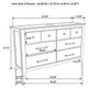 Hazel Wide Dresser | 6 Drawers | Antique Nickel Metal | Oak Brown Wood