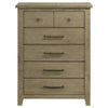 Hazel Tall Dresser Chest | 5 Drawers | Antique Nickel Metal | Oak Brown Wood