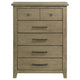 Hazel Tall Dresser Chest | 5 Drawers | Antique Nickel Metal | Oak Brown Wood