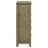 Hazel Tall Dresser Chest | 5 Drawers | Antique Nickel Metal | Oak Brown Wood