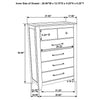 Hazel Tall Dresser Chest | 5 Drawers | Antique Nickel Metal | Oak Brown Wood