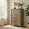 Hazel Tall Dresser Chest | 5 Drawers | Antique Nickel Metal | Oak Brown Wood