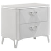 Ivana Nightst& with 2 Drawers | White Geometric Texture Wood 25"