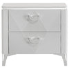 Ivana Nightst& with 2 Drawers | White Geometric Texture Wood 25"