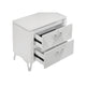 Ivana Nightst& with 2 Drawers | White Geometric Texture Wood 25"