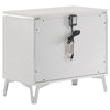 Ivana Nightst& with 2 Drawers | White Geometric Texture Wood 25"
