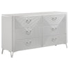Ivana 63" Wide Dresser with 6 Drawers | Geometric Front | White Wood