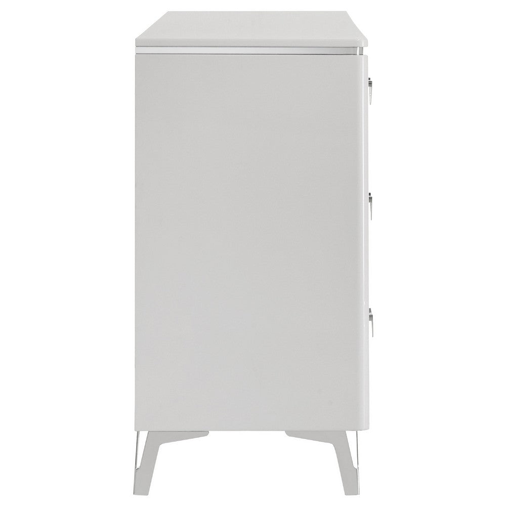 Ivana 63" Wide Dresser with 6 Drawers | Geometric Front | White Wood