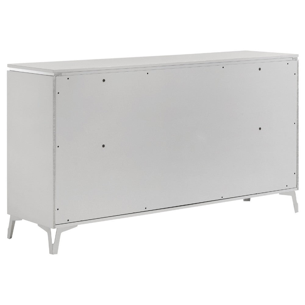 Ivana 63" Wide Dresser with 6 Drawers | Geometric Front | White Wood