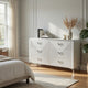 Ivana 63" Wide Dresser with 6 Drawers | Geometric Front | White Wood