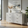 Ivana 63" Wide Dresser with 6 Drawers | Geometric Front | White Wood