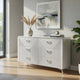 Ivana 63" Wide Dresser with 6 Drawers | Geometric Front | White Wood