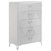 Ivana Tall Dresser Chest with 5 Drawers | Geometric Front | White Wood