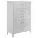 Ivana Tall Dresser Chest with 5 Drawers | Geometric Front | White Wood