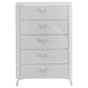 Ivana Tall Dresser Chest with 5 Drawers | Geometric Front | White Wood