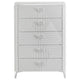 Ivana Tall Dresser Chest with 5 Drawers | Geometric Front | White Wood