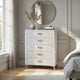 Ivana Tall Dresser Chest with 5 Drawers | Geometric Front | White Wood