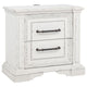 Jenie Nightst& | 2 Drawer & USB Port | Vintage White Wood 32"