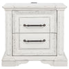 Jenie Nightst& | 2 Drawer & USB Port | Vintage White Wood 32"
