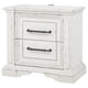 Jenie Nightst& | 2 Drawer & USB Port | Vintage White Wood 32"