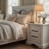 Jenie Nightst& | 2 Drawer & USB Port | Vintage White Wood 32"