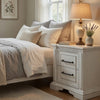 Jenie Nightst& | 2 Drawer & USB Port | Vintage White Wood 32"