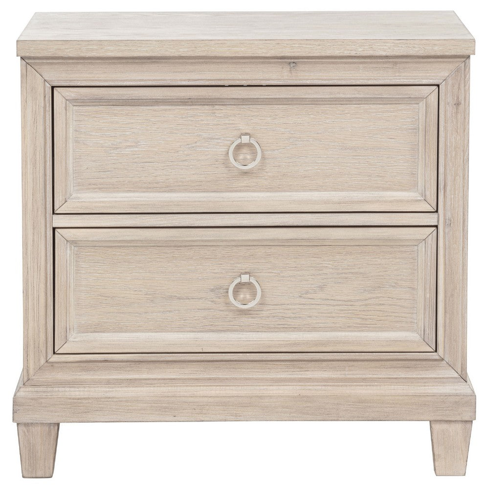Kylie Nightst& with 2 Drawers | Tapered Legs | Washed Oak Wood 27"
