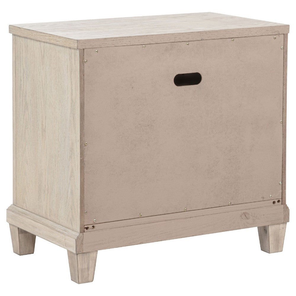 Kylie Nightst& with 2 Drawers | Tapered Legs | Washed Oak Wood 27"
