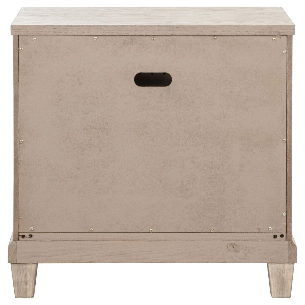 Kylie Nightst& with 2 Drawers | Tapered Legs | Washed Oak Wood 27"