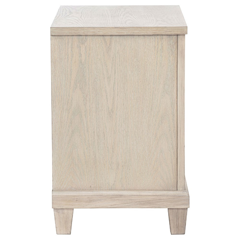 Kylie Nightst& with 2 Drawers | Tapered Legs | Washed Oak Wood 27"