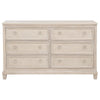 Kylie Wide Dresser with 6 Drawers | Stepped Trim | Washed Oak Wood