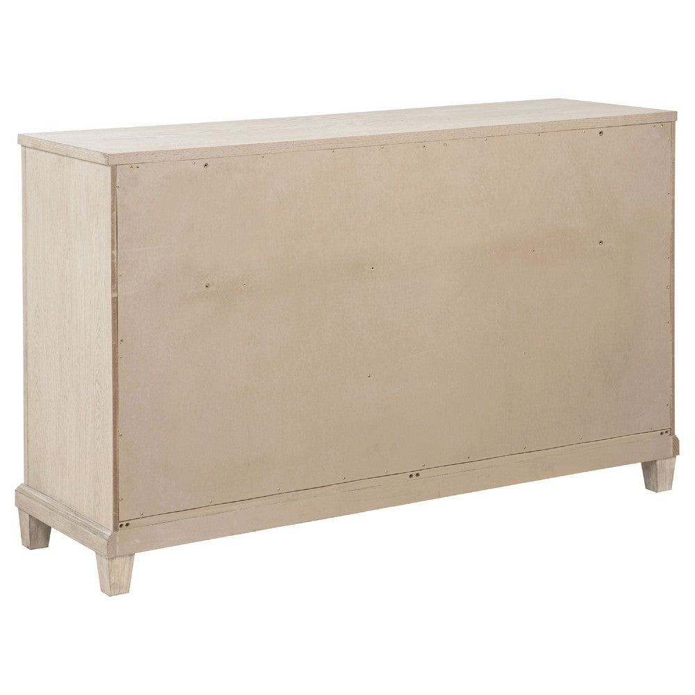 Kylie Wide Dresser with 6 Drawers | Stepped Trim | Washed Oak Wood