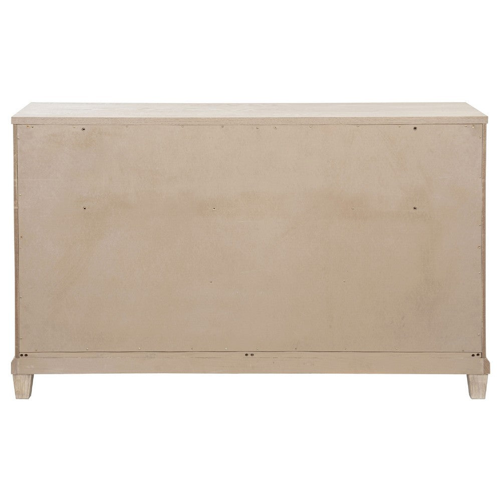 Kylie Wide Dresser with 6 Drawers | Stepped Trim | Washed Oak Wood