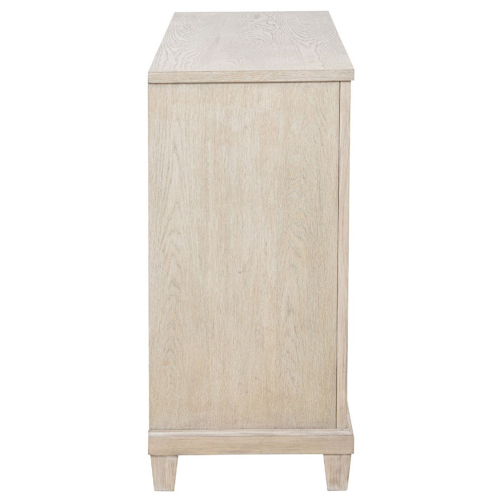 Kylie Wide Dresser with 6 Drawers | Stepped Trim | Washed Oak Wood
