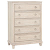 Kylie Tall Dresser Chest with 5 Drawers | Stepped Trim | Washed Oak Wood