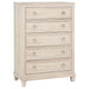 Kylie Tall Dresser Chest with 5 Drawers | Stepped Trim | Washed Oak Wood