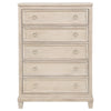 Kylie Tall Dresser Chest with 5 Drawers | Stepped Trim | Washed Oak Wood