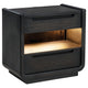 Lina Nightst& with 2 Drawers | LED Light | Dual USB Port | Black Wood