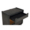 Lina Nightst& with 2 Drawers | LED Light | Dual USB Port | Black Wood