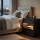 Lina Nightst& with 2 Drawers | LED Light | Dual USB Port | Black Wood