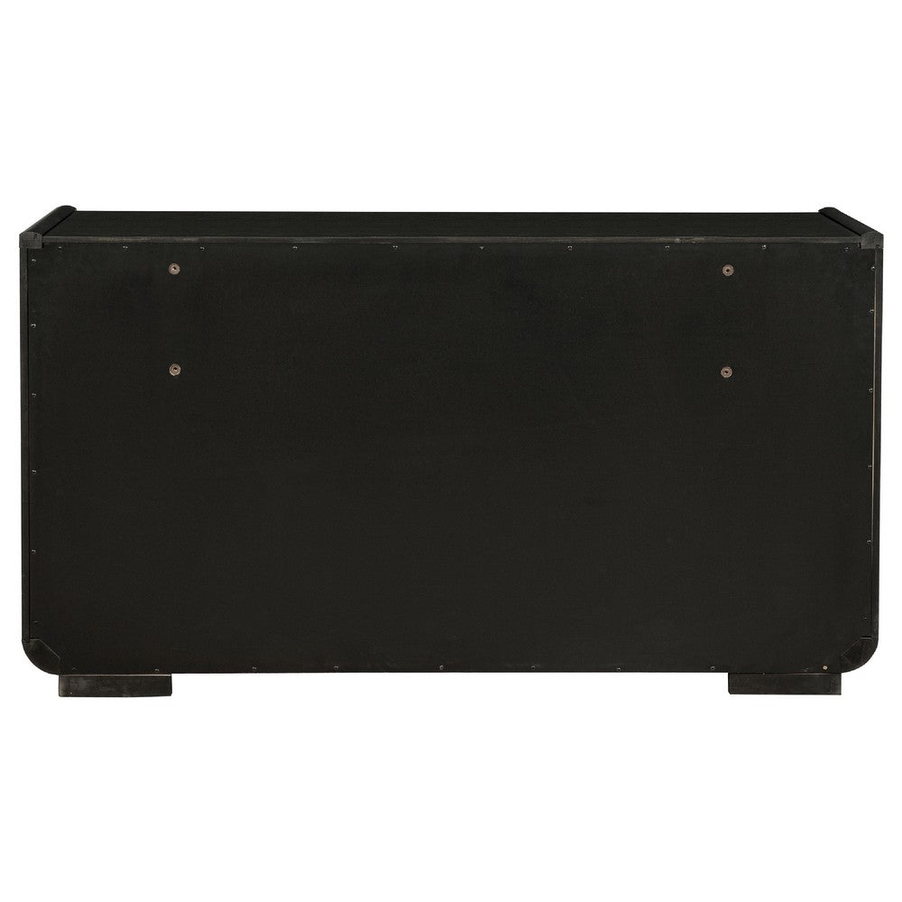 Lina Wide Dresser with 8 Drawers | Integrated H&les | Black Wood