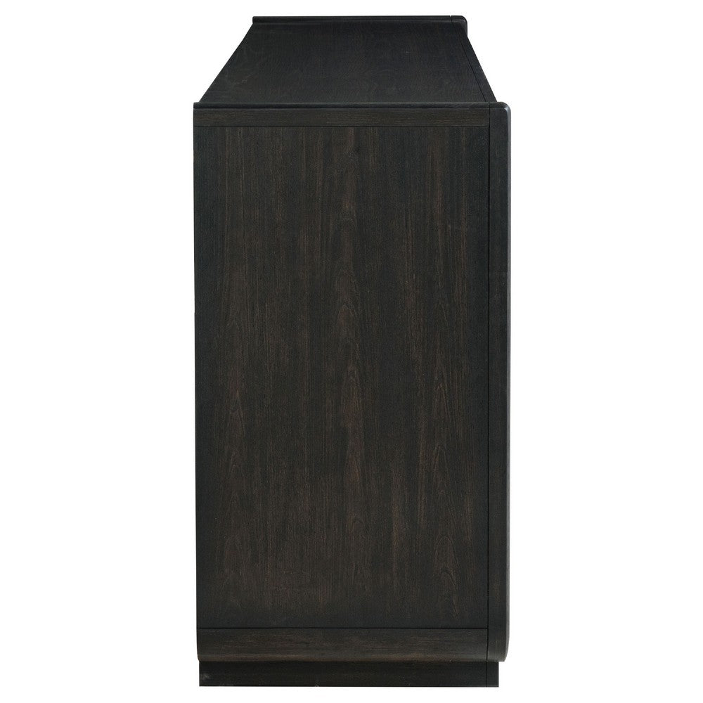 Lina Wide Dresser with 8 Drawers | Integrated H&les | Black Wood
