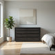 Lina Wide Dresser with 8 Drawers | Integrated H&les | Black Wood
