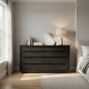 Lina Wide Dresser with 8 Drawers | Integrated H&les | Black Wood