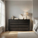 Lina Wide Dresser with 8 Drawers | Integrated H&les | Black Wood